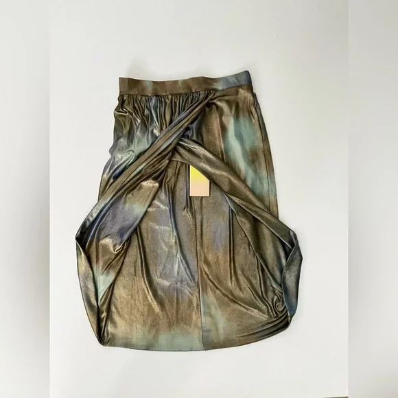 Le Superbe Take it easy Metallic Slit Multicolor Tie dye Skirt Oil Spill S - Picture 7 of 9